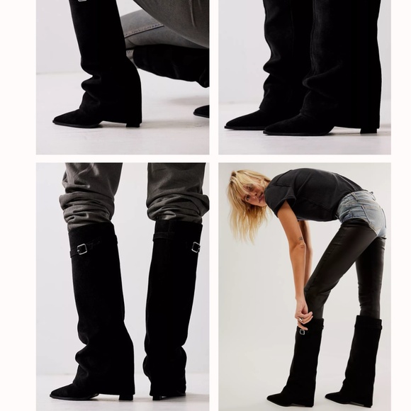 Free People Felicity Black Suede Boots size 7 - Picture 10 of 13